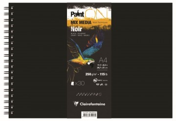 Bloc paint on noir spirale a4 250g   30 feuilles p image 60917 grande