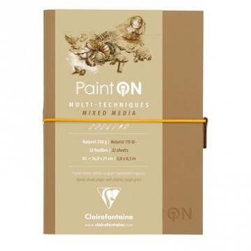 Clairefontaine paint on tekenboek naturel a5 250gr 64 vel
