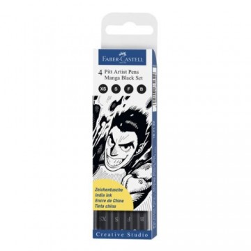 Faber castell pitt artist fineliner manga black 4 stuks