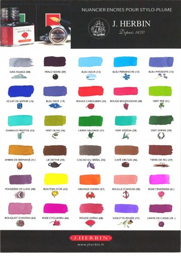 Herbin inkt kleurenkaart 0