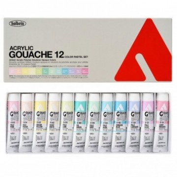 Holbein acrylic gouache 12 pastelkleuren3