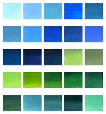 Kuretake set blauw groen