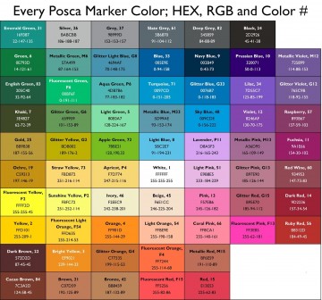 Posca kleurenkaart 1