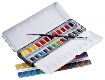 Sennelier aquarelverf 24 halve napjes
