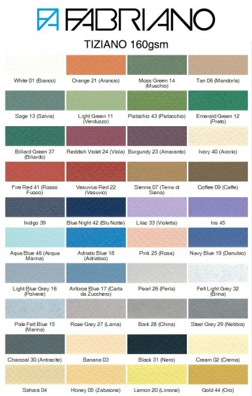 Tiziano paper colour chart 1