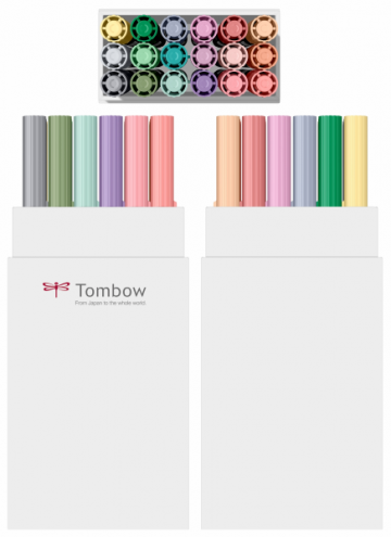 Tombow abt dual brush pen set 18 colours pastel colours