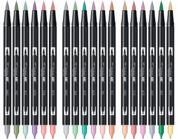 Tombowabt dual brush pen set 18 colours pastel colours tombow