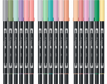Tombowabt dual brush pen set 18 colours pastel colours tombow2