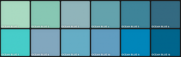 Unison pastel Ocean Blue's kleurenkaart