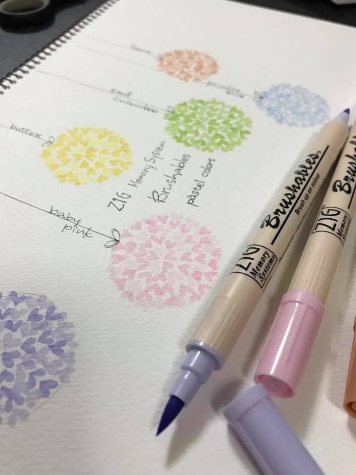 Kuretake Zig Brushables Brush Pen - 6 Color Pastel Set